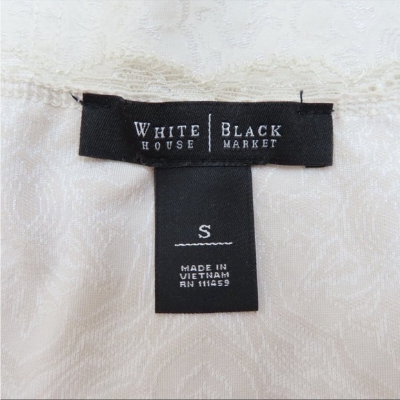 White House Black Market WHBM Small Brocade Scroll Lace Trim Tank Top Shirt Chic - Picture 4 of 6